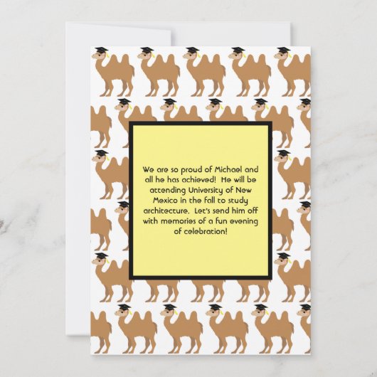 Camel Graduation Party Invitation Two Hump Kaart (Achterkant)