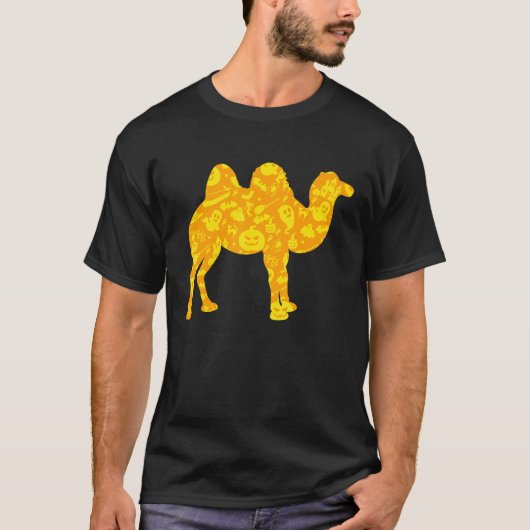 Camel Halloween Party Pumpkin Pattern T-shirt (Voorkant)