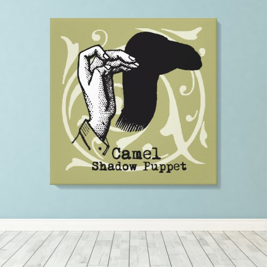 Camel Hand Puppet Shadow Games Canvas Afdruk (Insitu (Houten vloer))