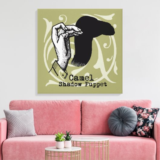 Camel Hand Puppet Shadow Games Canvas Afdruk (Insitu (Woonkamer))