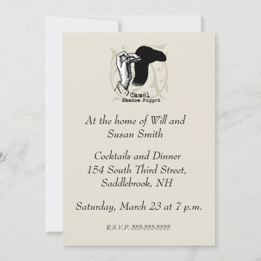 Camel Hand Puppet Shadow Games  Kaart (Achterkant)