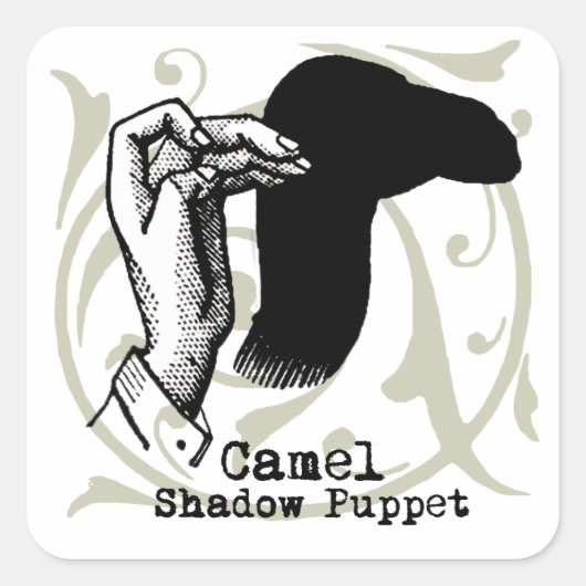 Camel Hand Puppet Shadow Games Vierkante Sticker (Voorkant)