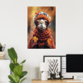 Camel in Fall Clothes Art Print, Cozy Autumn Poster (Thuiskantoor)