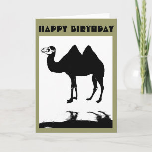 Camel in Rain Happy Birthday Card Kaart