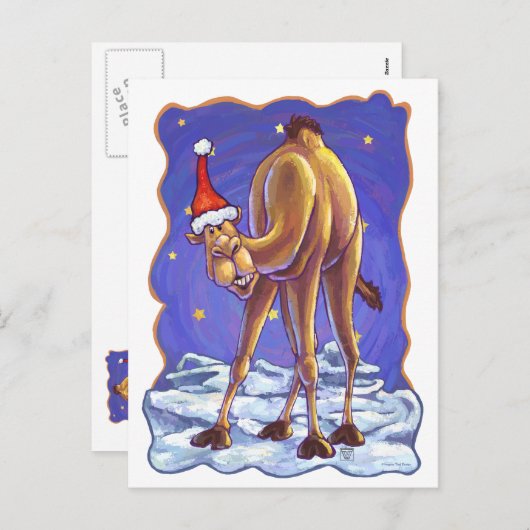 Camel Kerstmis Feestdagenkaart (Voorkant / Achterkant)