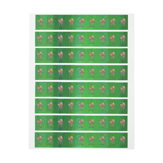 Camel Kerstmis op groen Adreslabel Wikkel (Vel)