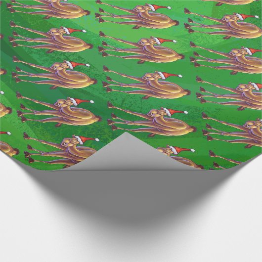 Camel Kerstmis op groen Cadeaupapier (Hoek)