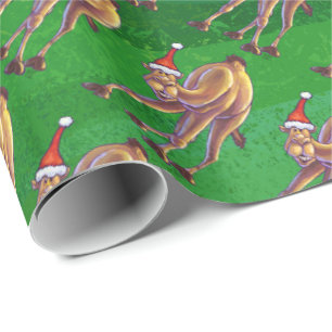 Camel Kerstmis op groen Cadeaupapier