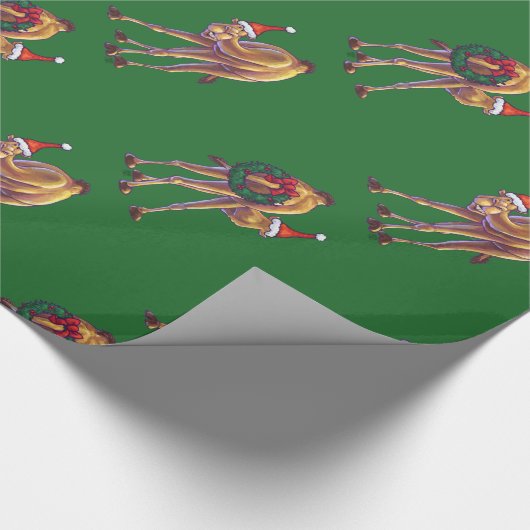 Camel Kerstmis op groen Cadeaupapier (Hoek)