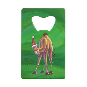 Camel Kerstmis op groen Creditkaart Flessenopener
