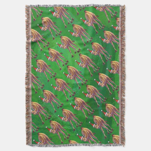 Camel Kerstmis op groen Deken (Voorkant Verticaal)