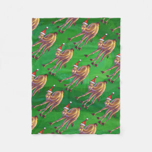 Camel Kerstmis op groen Fleece Deken