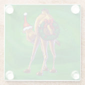 Camel Kerstmis op groen Glazen Onderzetter (Achterkant)