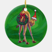 Camel Kerstmis op groen Keramisch Ornament (Achterkant)