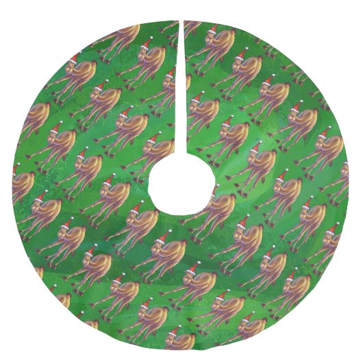 Camel Kerstmis op groen Kerstboom Rok (Voorkant)