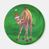 Camel Kerstmis op groen Magneet (Voorkant)