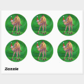 Camel Kerstmis op groen Ronde Sticker (Vel)