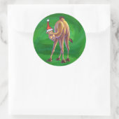 Camel Kerstmis op groen Ronde Sticker (Tas)