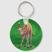 Camel Kerstmis op groen Sleutelhanger (Voorkant)