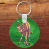 Camel Kerstmis op groen Sleutelhanger (Voorkant)