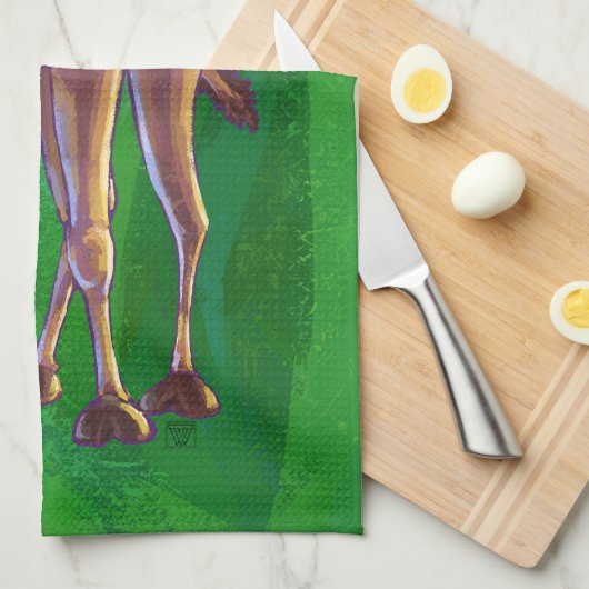 Camel Kerstmis op groen Theedoek (Quarter Fold)