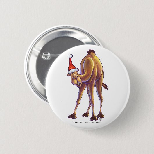 Camel Kerstmis Ronde Button 5,7 Cm (Voorkant /achterkant)
