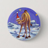 Camel Kerstmis Ronde Button 5,7 Cm (Voorkant)
