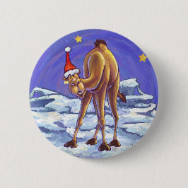 Camel Kerstmis Ronde Button 5,7 Cm