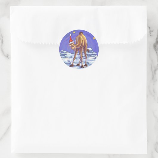 Camel Kerstmis Ronde Sticker (Tas)