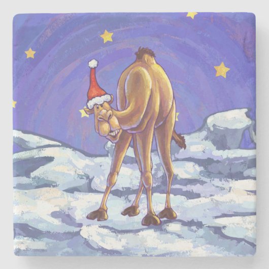 Camel Kerstmis Stenen Onderzetter (Voorkant)