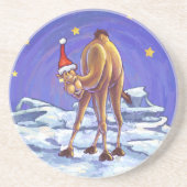 Camel Kerstmis Zandsteen Onderzetter (Voorkant)