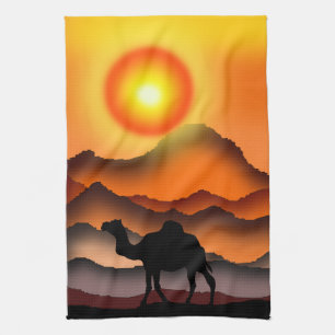 Camel Kitchen Towel Sunset Desert Theedoek