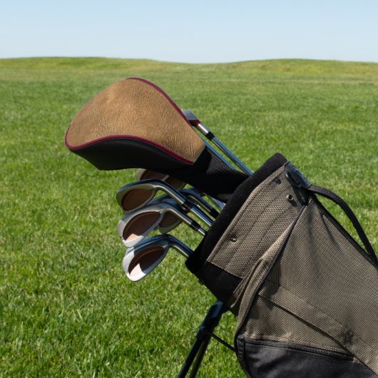 Camel-kleur lederen achtergrond golfheadcover (Insitu)