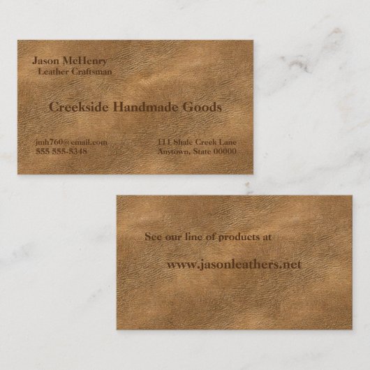 Camel-kleur lederen achtergrond Visitekaartje (Voorkant / Achterkant)