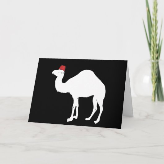 Camel met een fez feestdagen kaart (Voorkant)