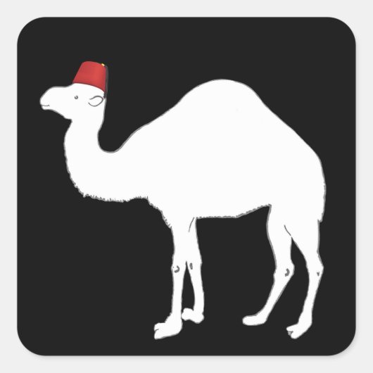 Camel met een fez vierkante sticker (Voorkant)