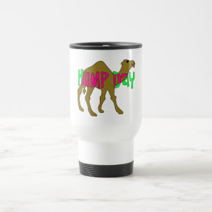 Camel met Hump Day in roze en groen Reisbeker