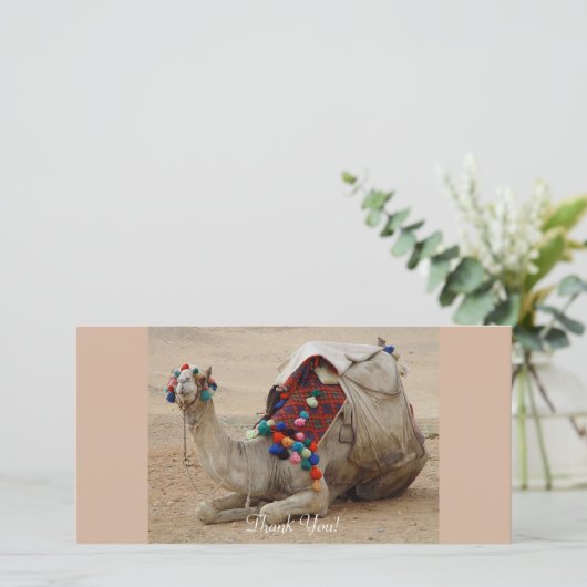 Camel met kleurrijke pom-Poms Bedankkaart (Staand voorkant)