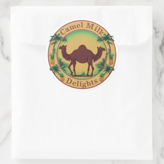 Camel Milk Delights-Tropical Camel Palm Pineapple Ronde Sticker (Tas)