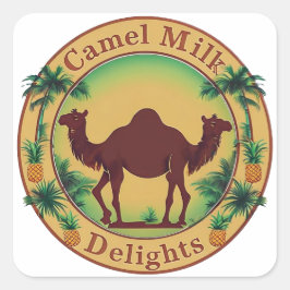 Camel Milk Delights-Tropical Camel Palm Pineapple Vierkante Sticker