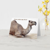 Camel on Sand voor pensionering Kaart (Gele Bloem)