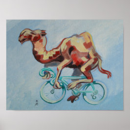 Camel op een fiets poster
