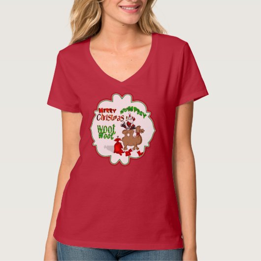 Camel op Santa Riding Hump Day T-shirt (Voorkant)