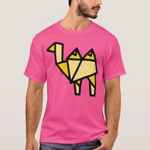 Camel Origami Borst Print Polygon Origami Vouw Oaf T-shirt