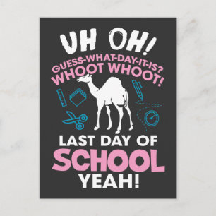Camel raad eens op welke dag het de laatste school briefkaart