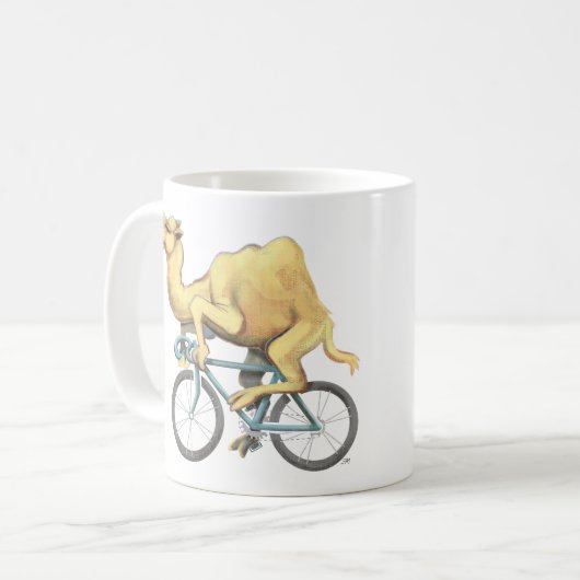 Camel Rijden op een fiets Koffiemok (Voorkant links)