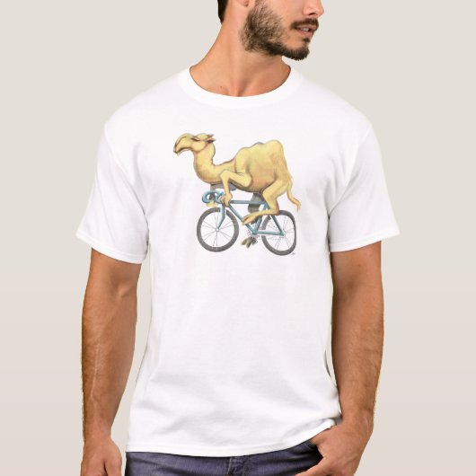 Camel Rijden op een fiets T-shirt (Voorkant)