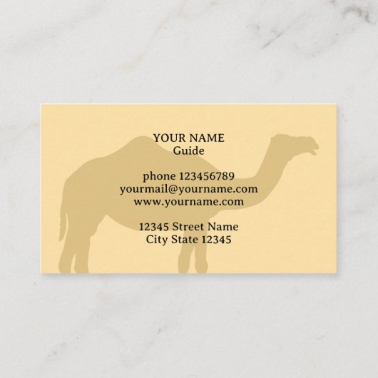 Camel Safari Tours visitekaartje template (Achterkant)