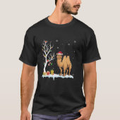 Camel Santa Hat Feestelijke Boom Licht Kerst Pajam T-shirt (Voorkant)