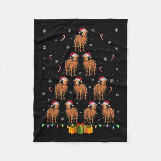 Camel Santa Hat Xmas Lights Mannen Vrouwen Kerst T Fleece Deken (Voorkant)